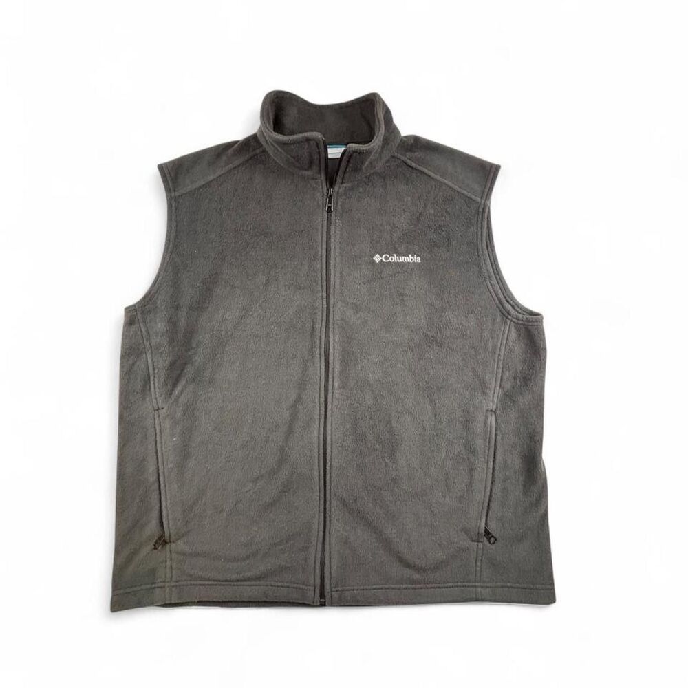 Columbia Men’s Gray Fleece Vest XL Full Zip Outdoor Hiking Casual Layer